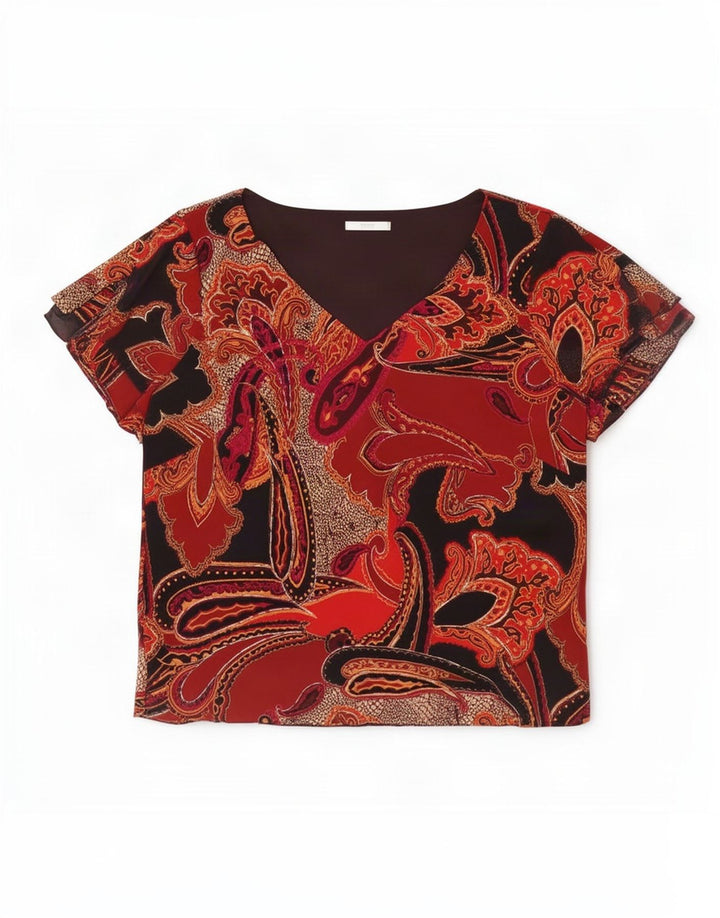 Camicetta da donna Marks & Spencer Top UK 20 2XL Poliestere nero paisley