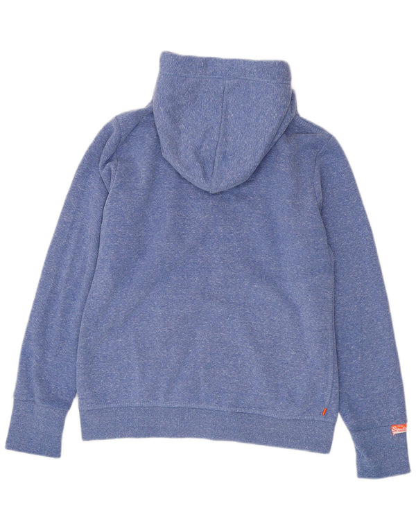 Felpa con cappuccio e zip da donna Superdry UK 18 XL Poliestere chiazzato blu
