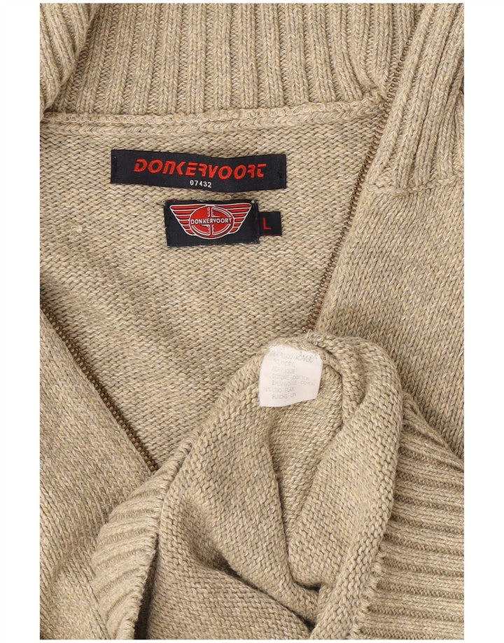 Donkervoort Maglione cardigan con zip intera da uomo Grande acrilico beige