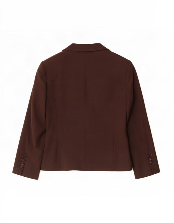 Giacca blazer a 2 bottoni Marks & Spencer da donna UK 16 grande poliestere marrone