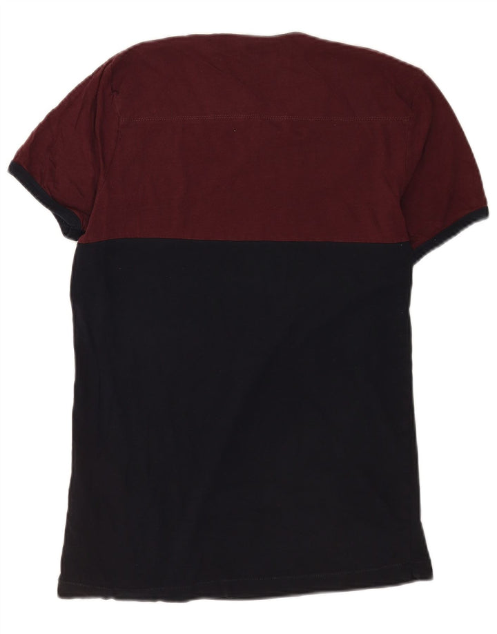 T-shirt da uomo French Connection Top in cotone color block bordeaux medio