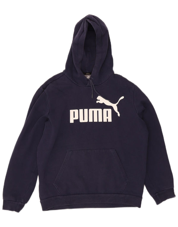 Felpa con cappuccio grafica da uomo Puma Small in cotone blu navy
