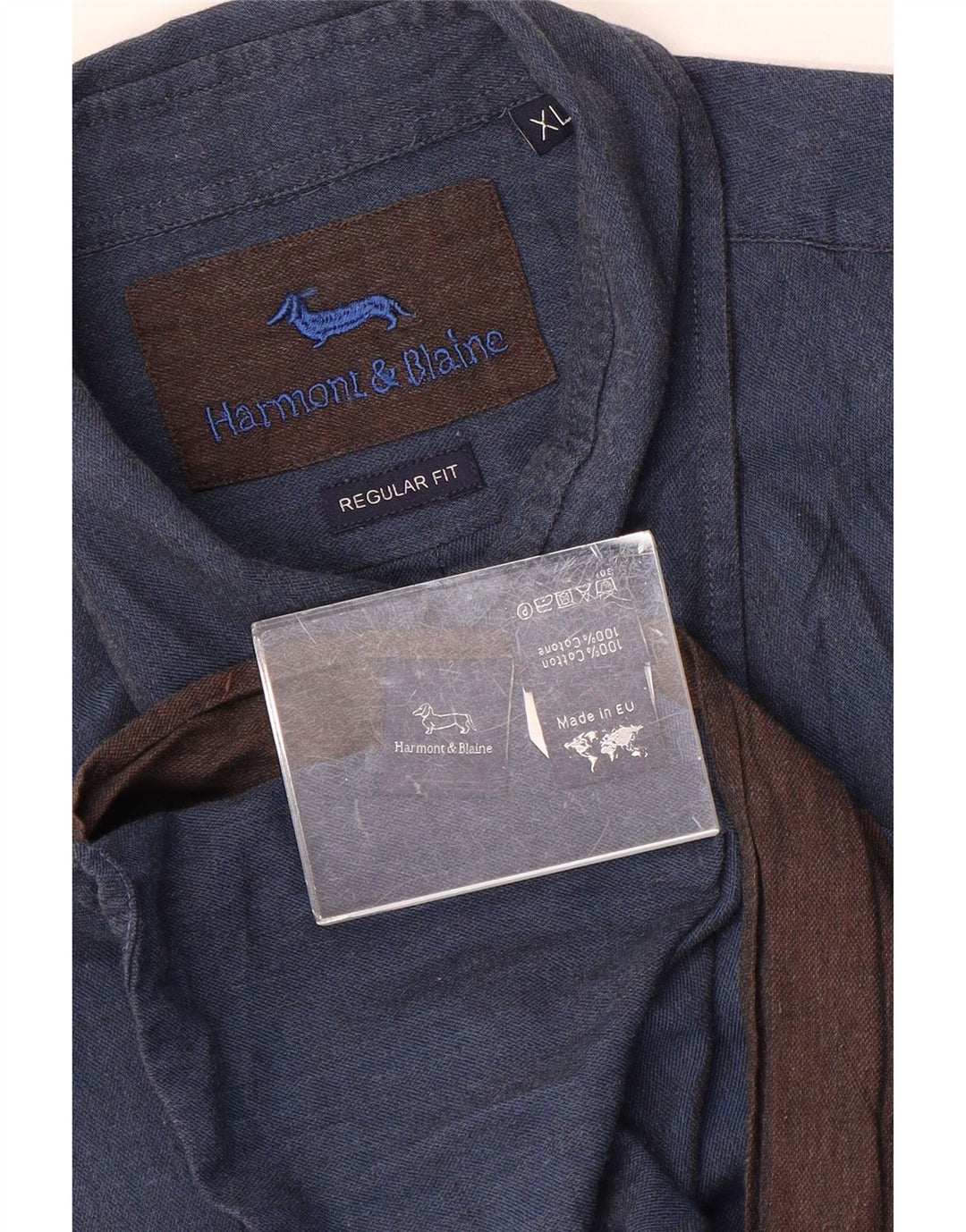 Camicia da uomo Regular Fit Harmont & Blaine XL in cotone blu navy