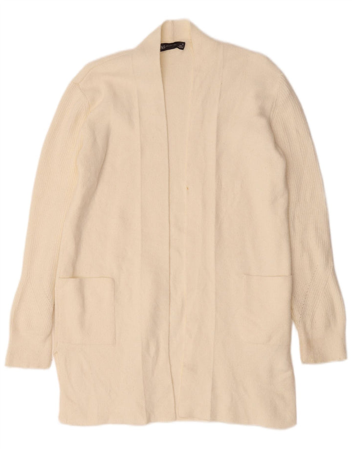Maglione cardigan lungo da donna Marks & Spencer UK 12 medio bianco sporco
