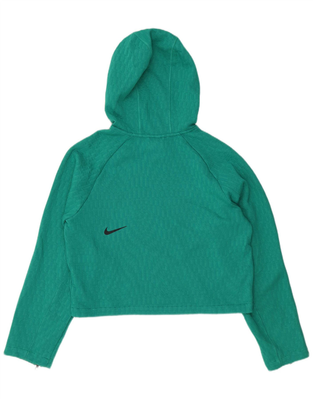 NIKE Felpa con cappuccio oversize corta da donna UK 10 Small Verde Poliestere