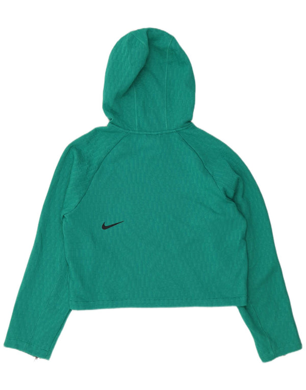 NIKE Felpa con cappuccio oversize corta da donna UK 10 Small Verde Poliestere