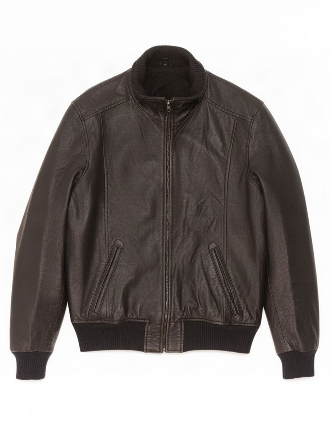 Giacca in pelle vintage da uomo UK 38 media nera