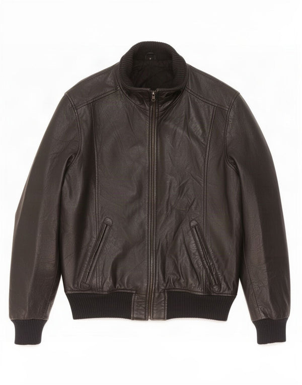 Giacca in pelle vintage da uomo UK 38 media nera