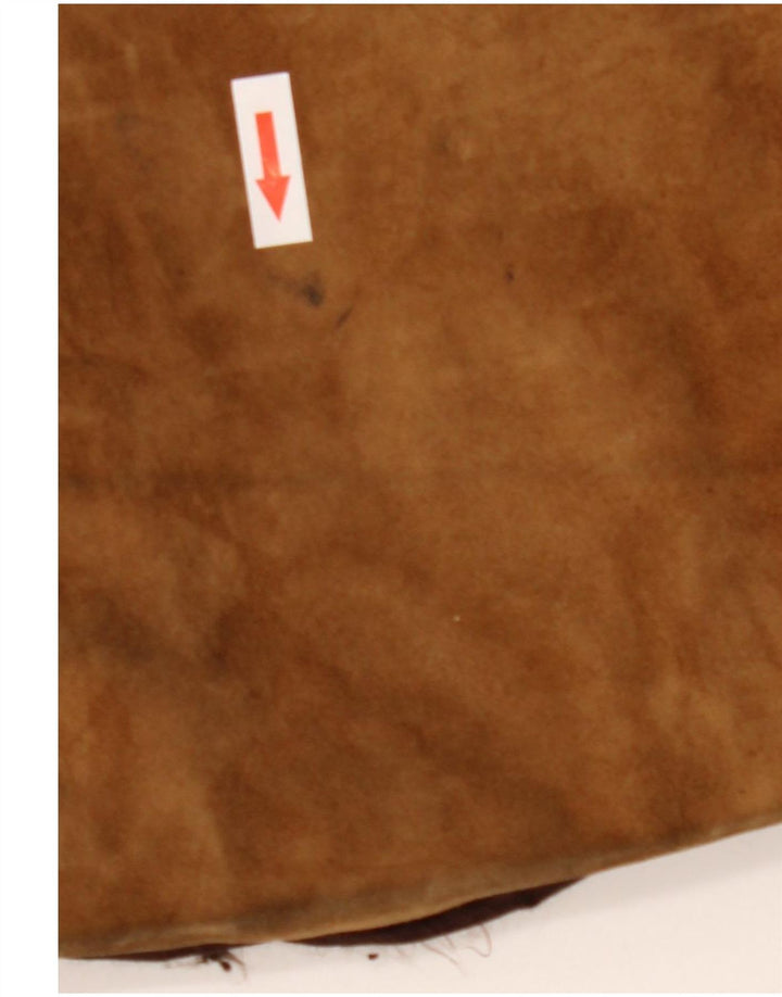 Giacca vintage in pelle scamosciata da donna UK 12 Colorblock marrone medio