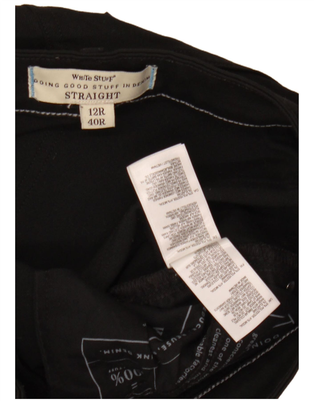 WHITE STUFF Pantaloni casual dritti da donna UK 12 Medium W32 L30 Nero