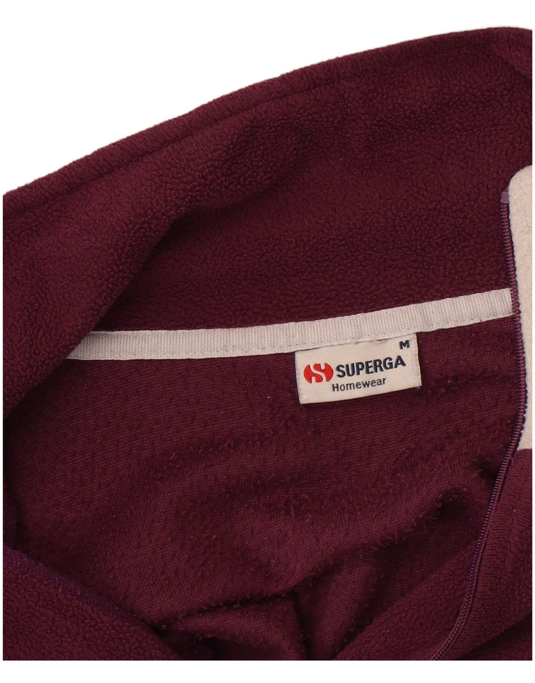 Maglione in pile da uomo Superga con zip e collo color block bordeaux medio