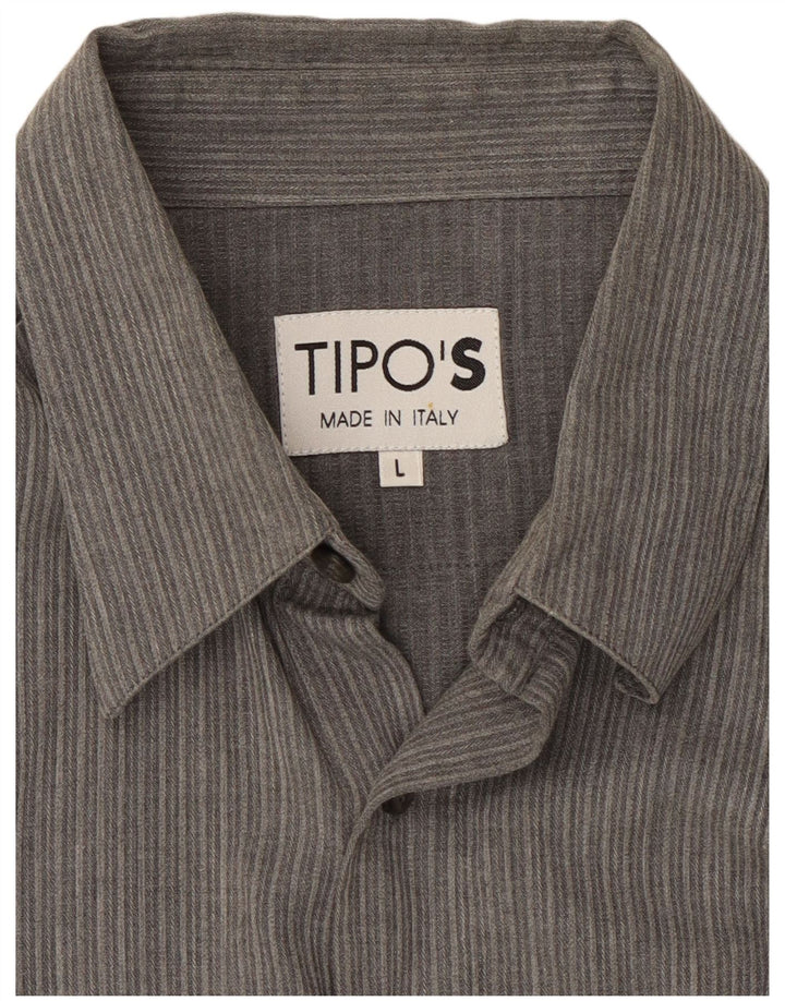 Camicia da uomo in flanella Tipo' S grande gessato grigio