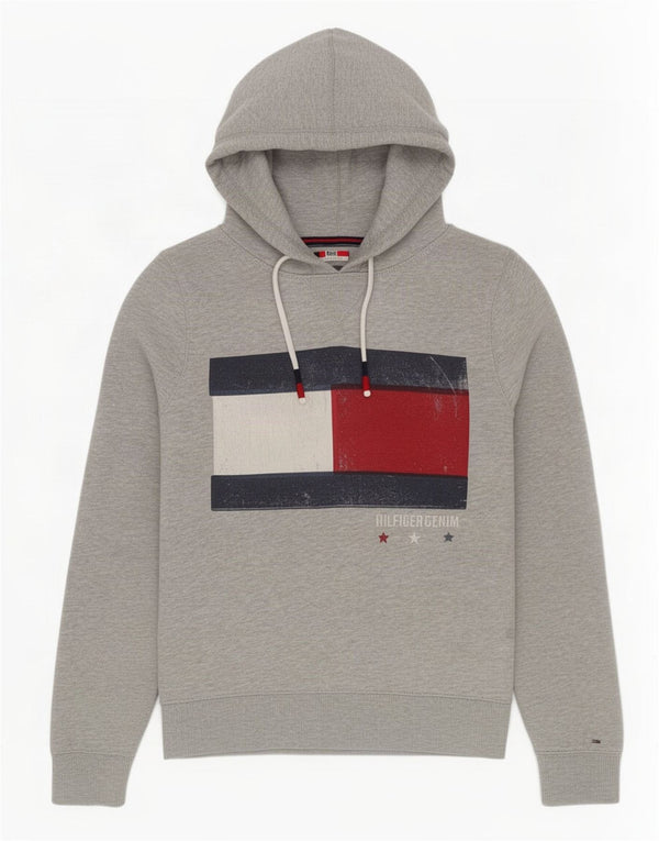 Maglione con cappuccio grafico da donna Tommy Hilfiger UK 14 Grigio medio chiazzato