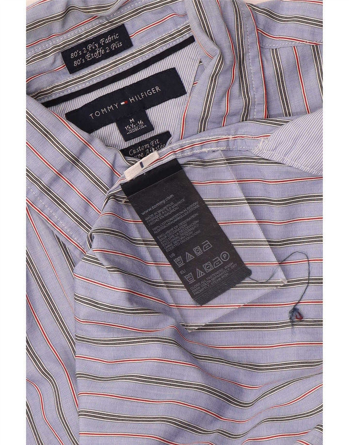 Camicia da uomo su misura Tommy Hilfiger taglia 15 1/2 16 a righe blu medio