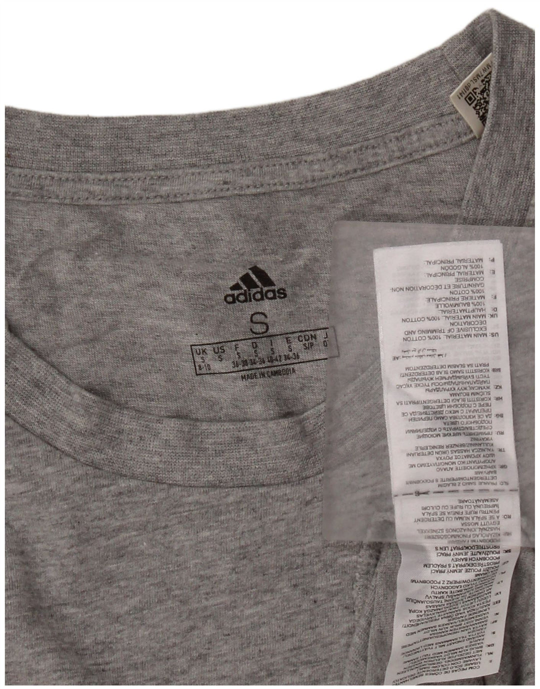 T-shirt corta da donna Adidas UK 8/10 piccola in cotone grigio