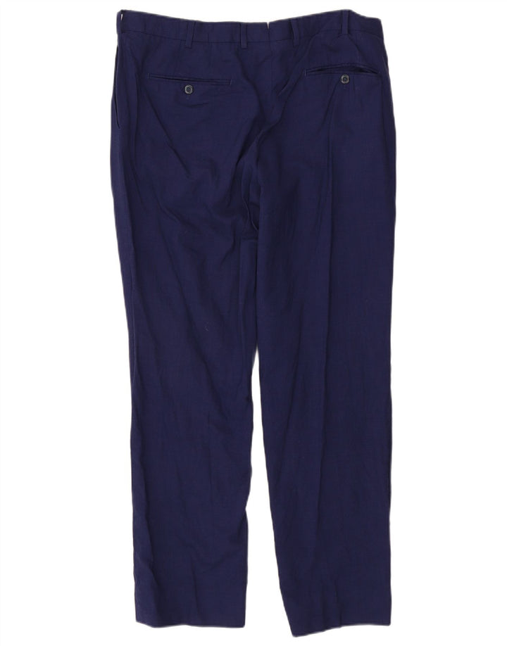 Pantaloni da abito dritti da uomo Massimo Dutti W34 L29 Blu Navy