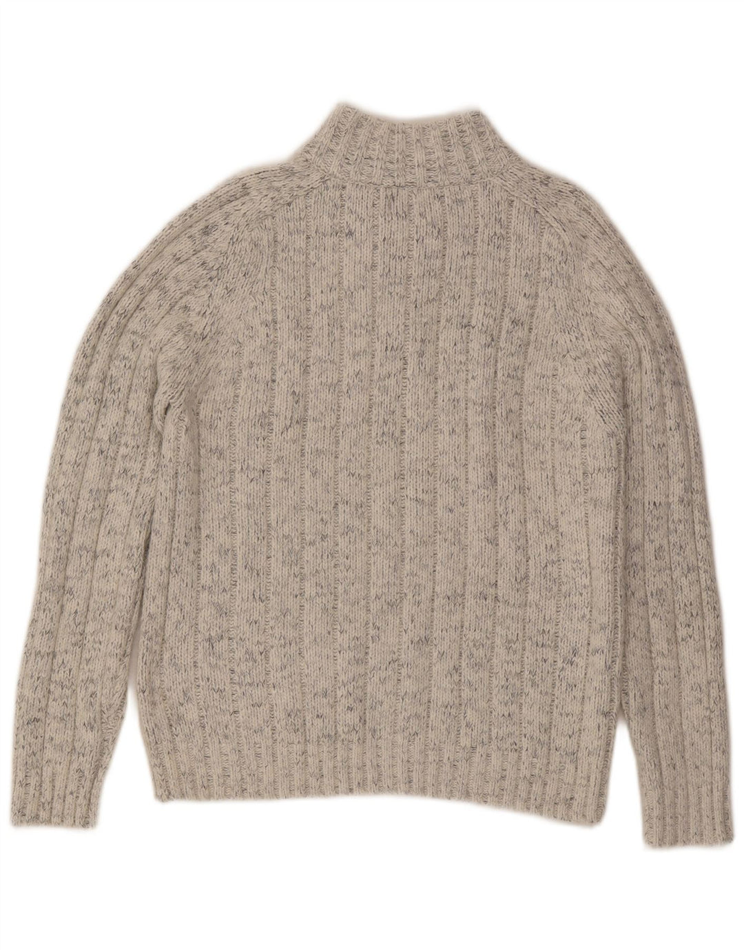 Maglione da uomo Marks & Spencer con zip e collo in acrilico chiazzato beige medio