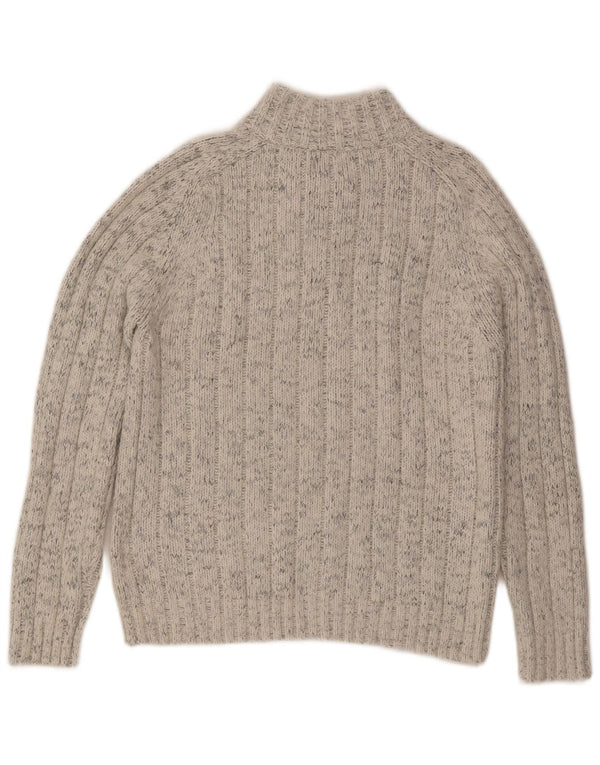 Maglione da uomo Marks & Spencer con zip e collo in acrilico chiazzato beige medio