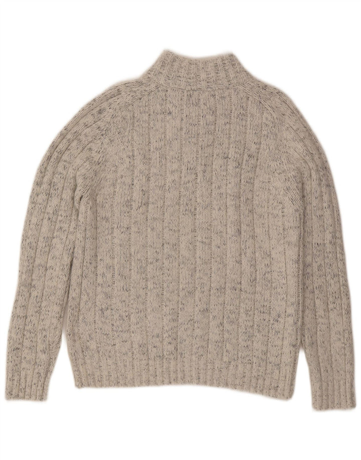 Maglione da uomo Marks & Spencer con zip e collo in acrilico chiazzato beige medio