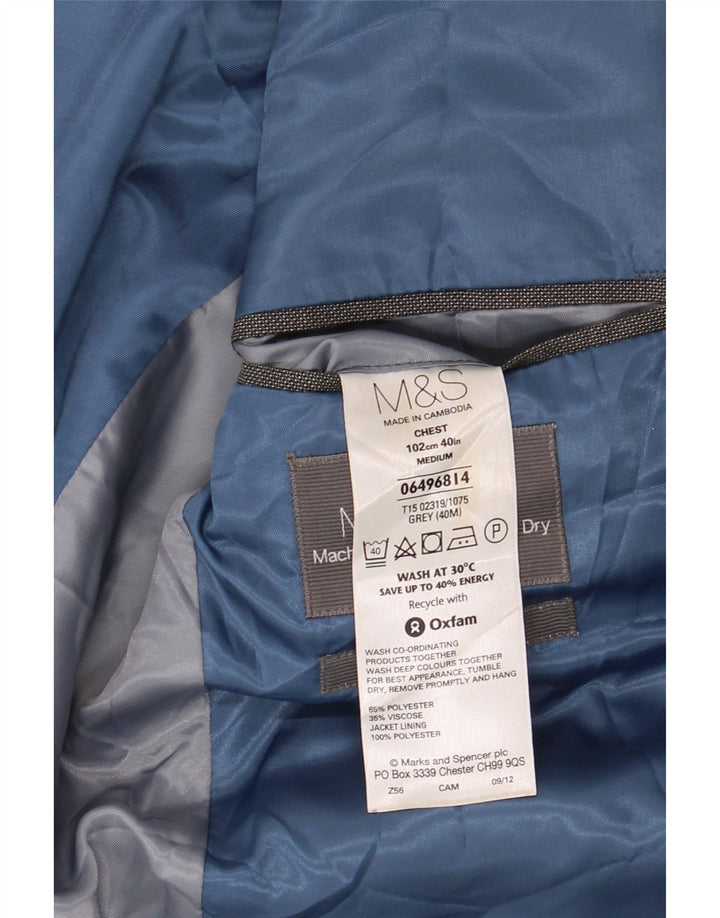 Giacca blazer a 2 bottoni da uomo Marks & Spencer UK 40 Poliestere grigio medio