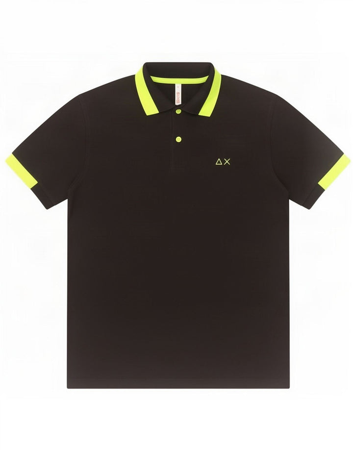 Polo da uomo Sun68 in cotone color block medio nero