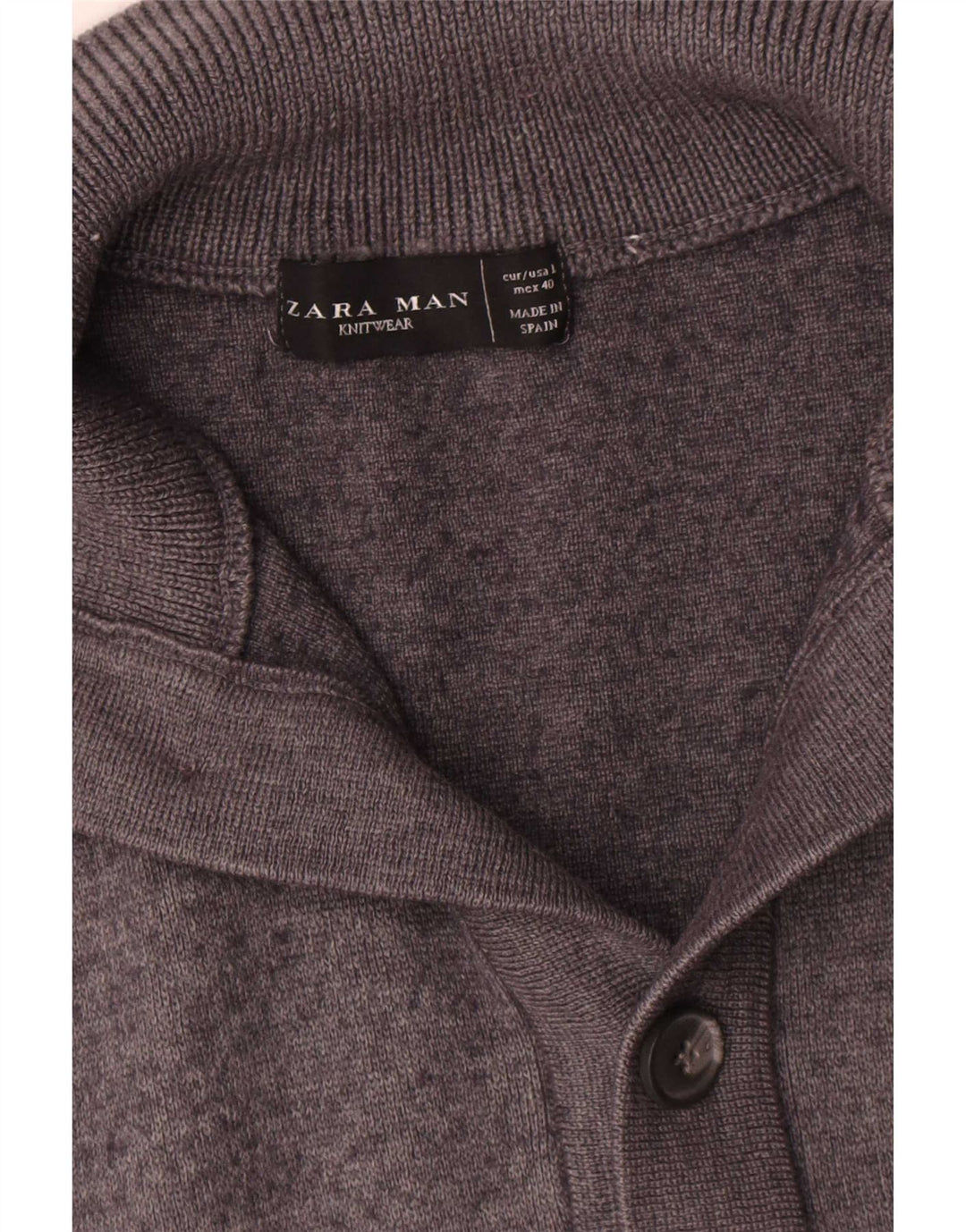 Maglione cardigan da uomo Zara grande in lana grigia