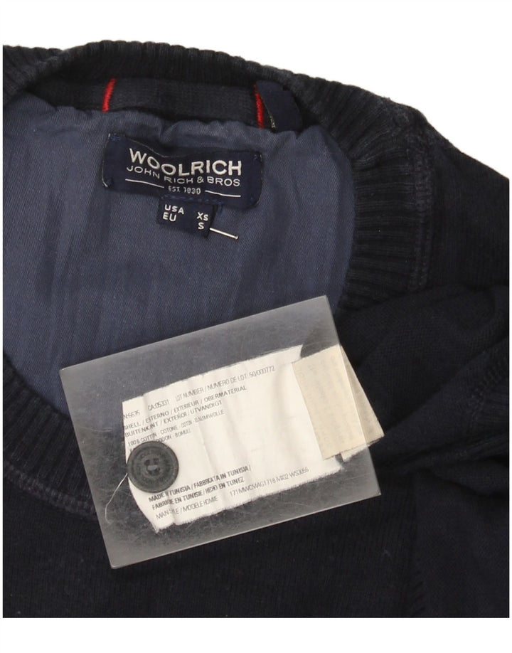 Maglione maglione girocollo da uomo Woolrich piccolo in cotone blu navy