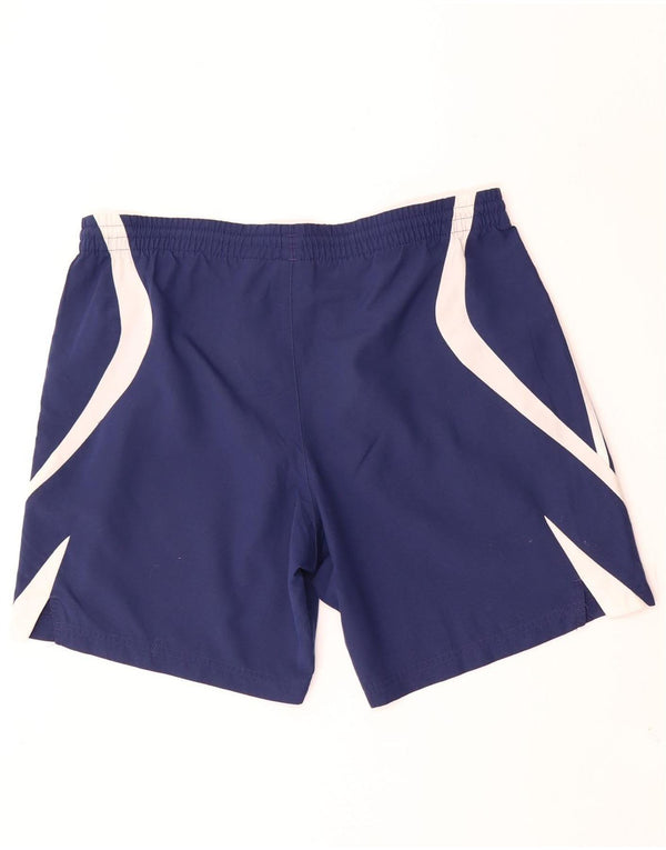 Pantaloncini sportivi da uomo Adidas Large in poliestere color block blu navy