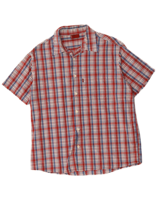 Levi's Camicia a maniche corte da uomo in cotone a quadri rossi grandi
