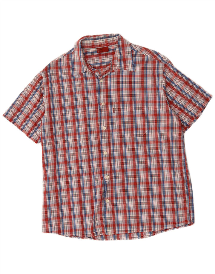 Levi's Camicia a maniche corte da uomo in cotone a quadri rossi grandi