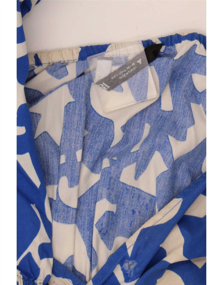 Zara Abito da donna a strati con volant con motivo astratto UK 14 Large Blu