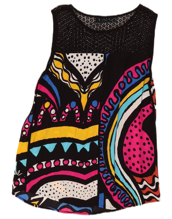 Desigual Top tunica grafica da donna UK 14 medio multicolore geometrico