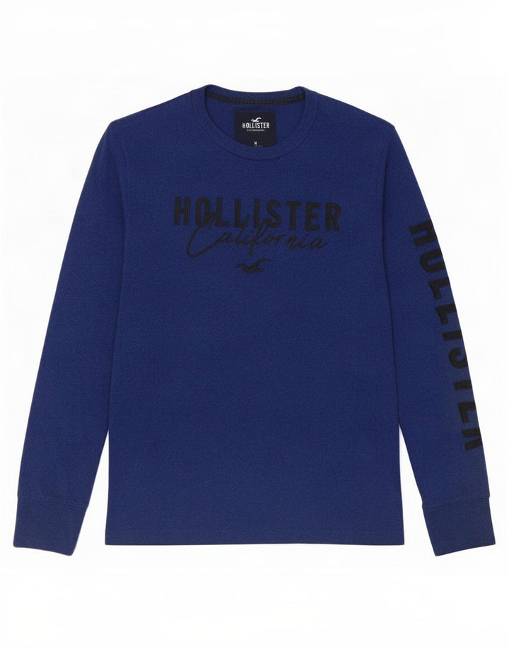 Hollister Top grafico da uomo a maniche lunghe medio blu navy screziato