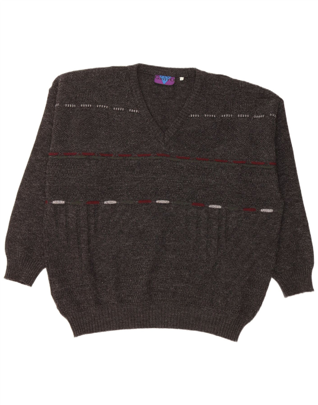 Maglione da uomo con scollo a V VINTAGE IT 56 XL Acrilico grigio