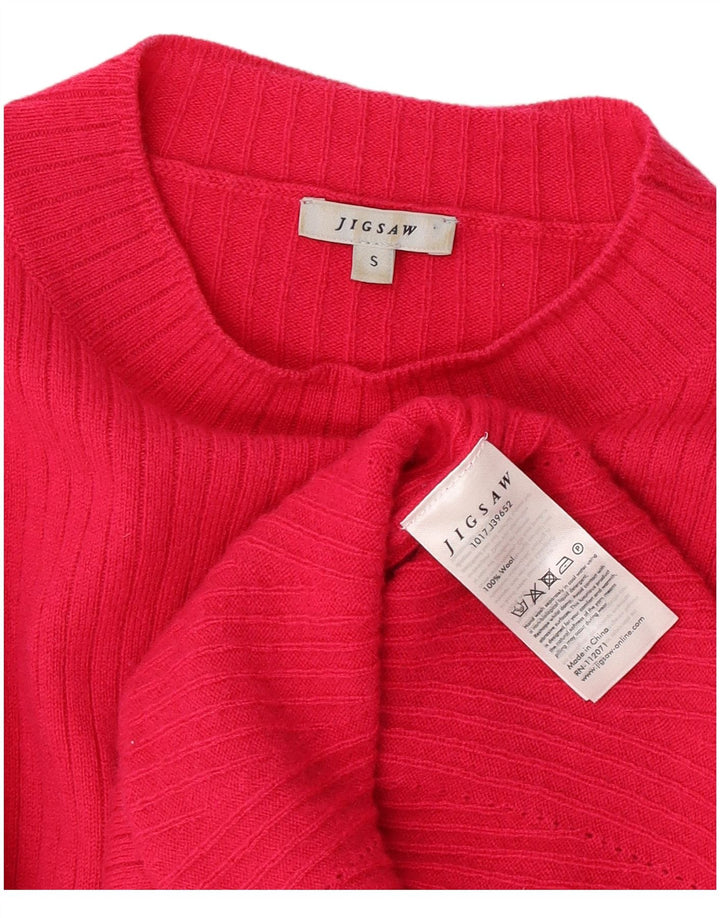 Maglione maglione girocollo da donna Jigsaw UK 10 piccolo lana rosa