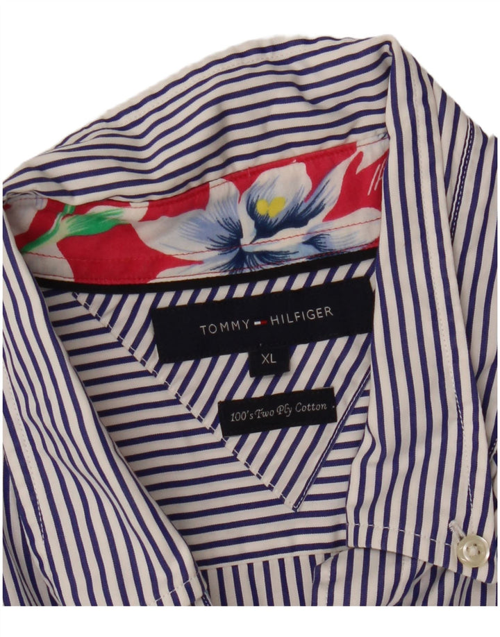Camicia da uomo Tommy Hilfiger XL in cotone a righe blu
