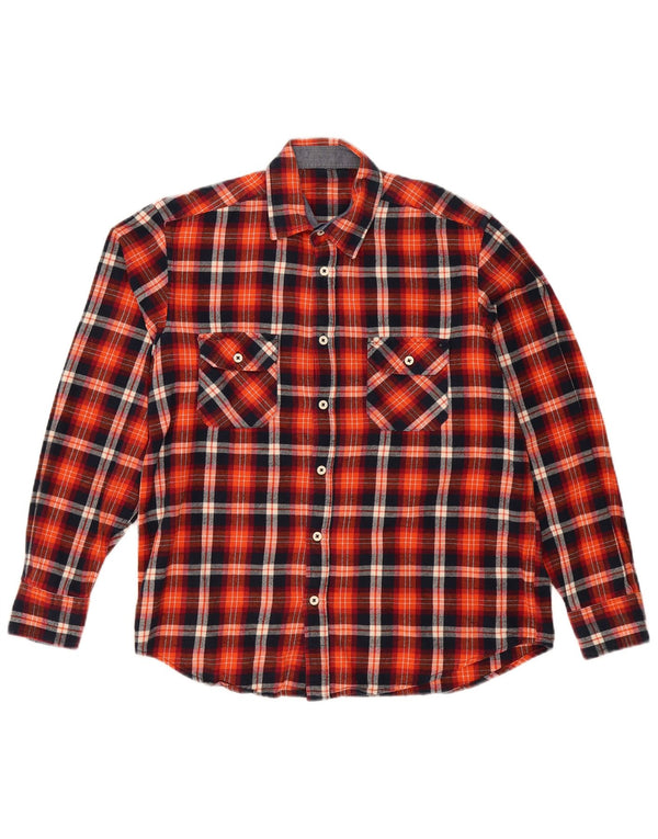 Camicia vintage da uomo in flanella a quadri rossi grandi