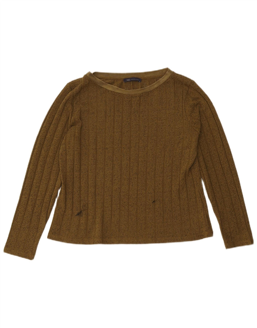 Marks & Spencer Top da donna a maniche lunghe UK 12 Poliestere kaki medio