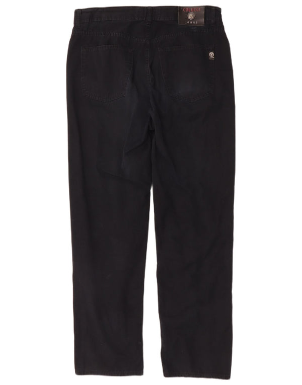 Pantaloni casual dritti da uomo Carlo Colucci W34 L32 in cotone blu navy