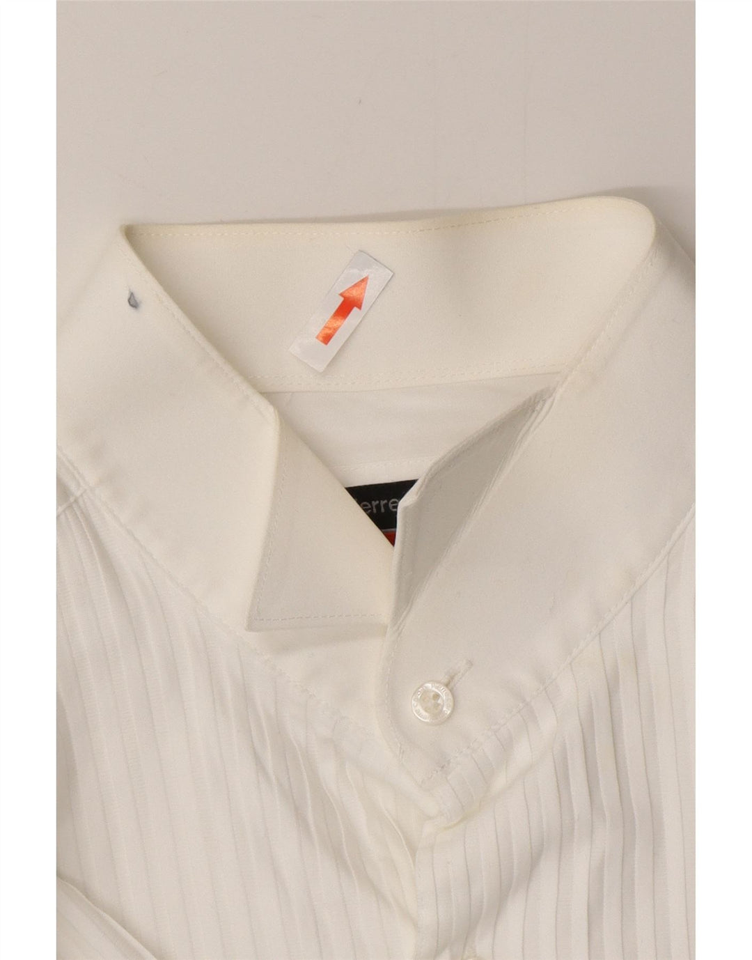 PIERRE CARDIN Camicia formale da uomo taglia 16 grande cotone gessato bianco