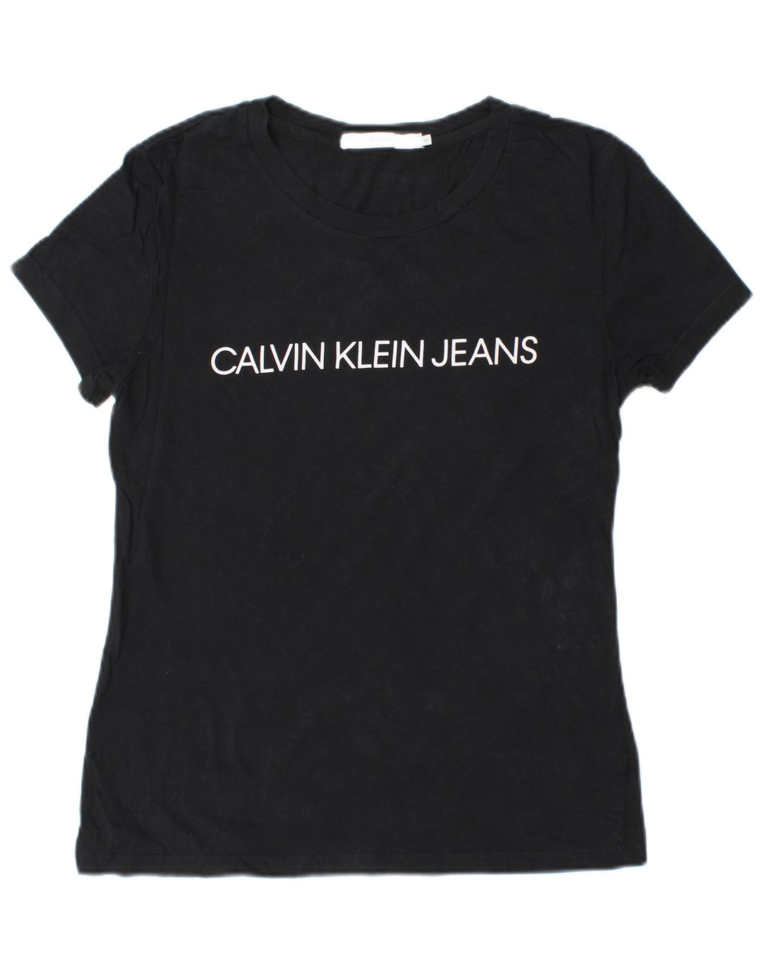 CALVIN KLEIN JEANS T-shirt grafica da donna Top UK 12 Cotone nero medio