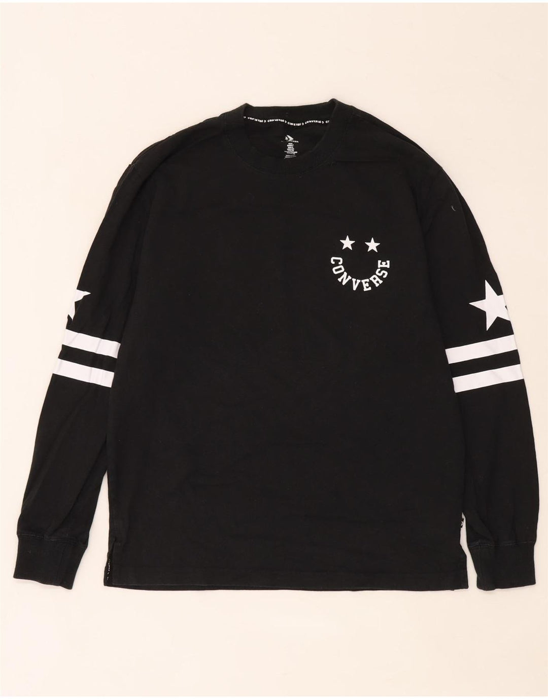 Converse Top grafico da uomo a maniche lunghe piccolo in cotone nero