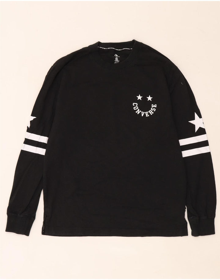 Converse Top grafico da uomo a maniche lunghe piccolo in cotone nero