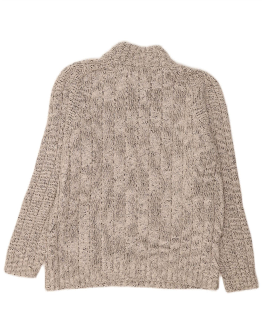 Maglione da uomo Marks & Spencer con zip e collo grande in acrilico chiazzato grigio