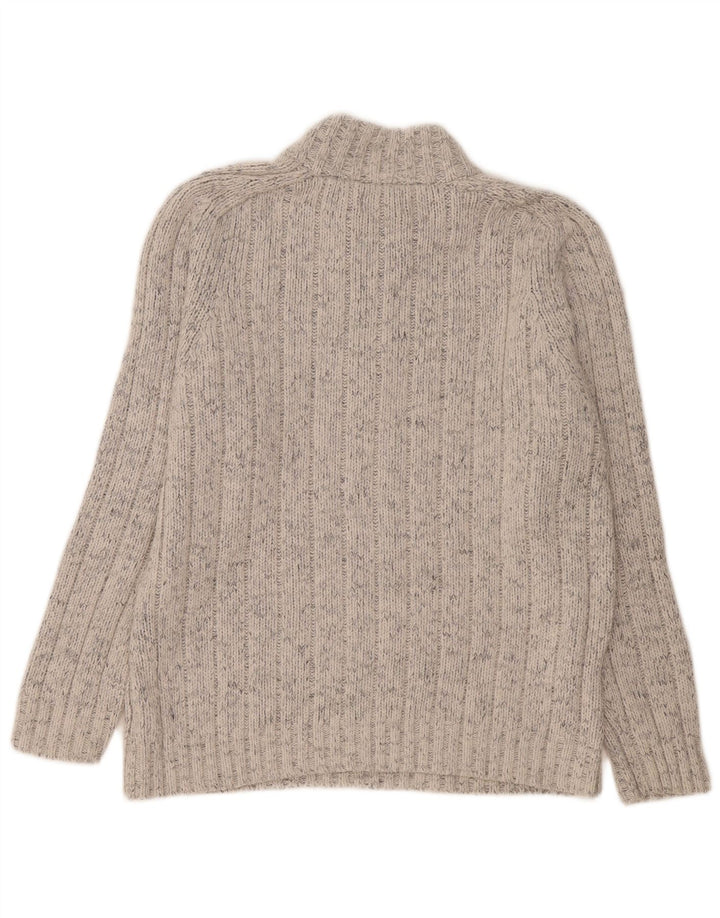 Maglione da uomo Marks & Spencer con zip e collo grande in acrilico chiazzato grigio
