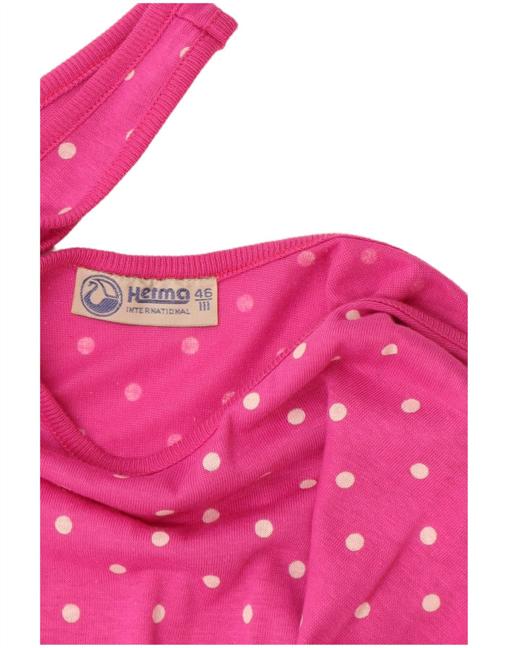 Tutina corta da donna vintage senza maniche IT 46 Large in cotone maculato rosa