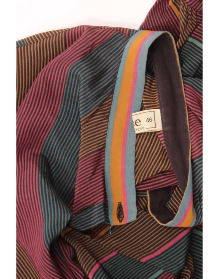 Camicetta da donna vintage IT 46 Acetato a righe multicolori grandi