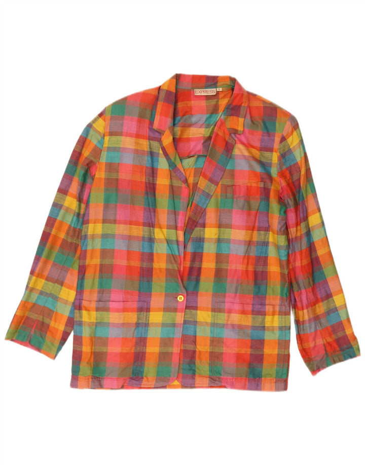 Giacca blazer da donna a 1 bottone Express UK 10 piccolo quadretto multicolore