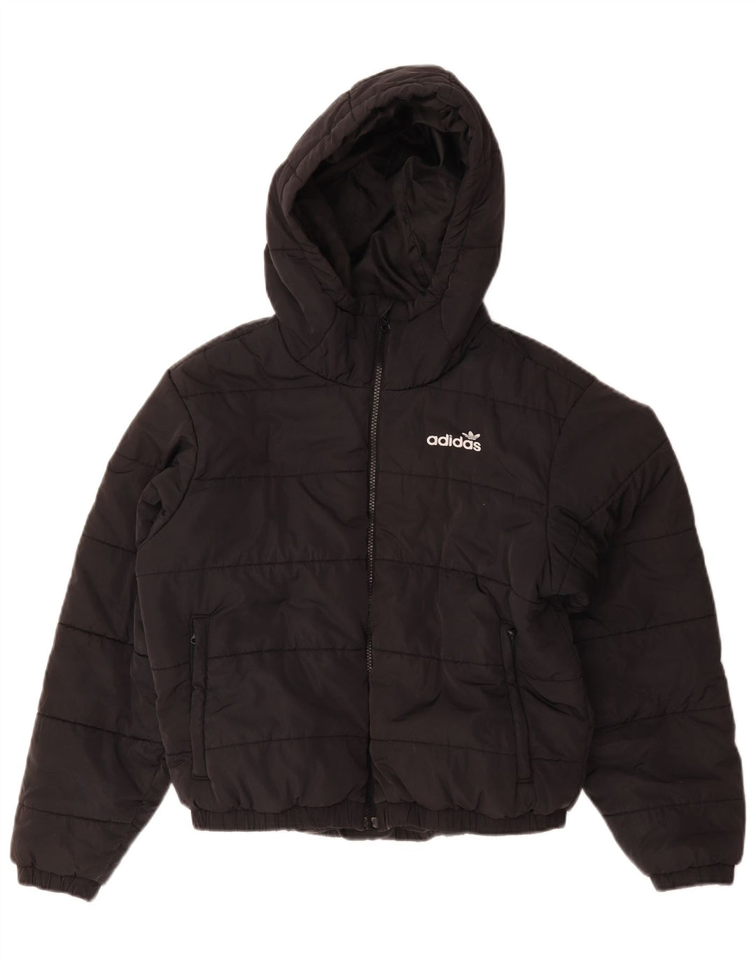 Giacca imbottita con cappuccio grafica oversize da donna Adidas UK 10 piccola nera