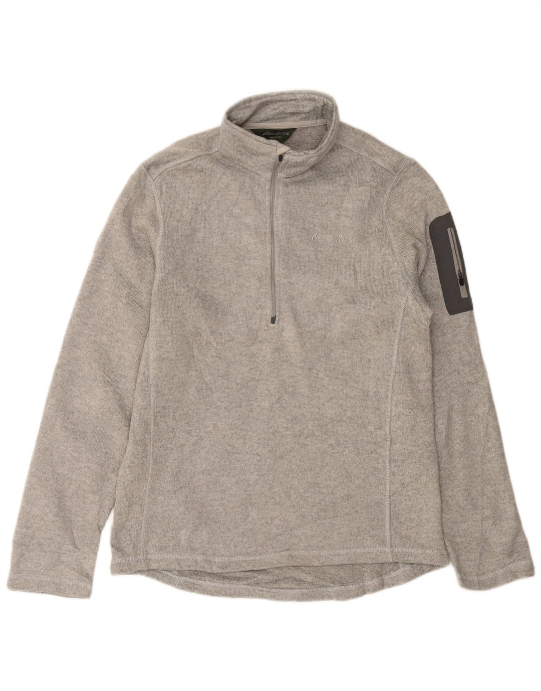 Felpa da uomo con collo con zip Eddie Bauer, maglione grigio medio chiazzato